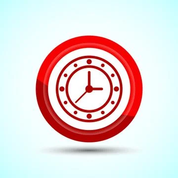 Clock Icon Design Illustration, Watch Icon For Apps and Websites, Red Color.. Stock Illustration