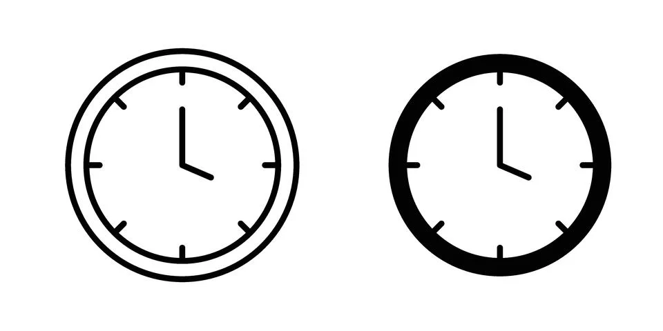 Clock icon for design projects and web UI Illustrazione stock
