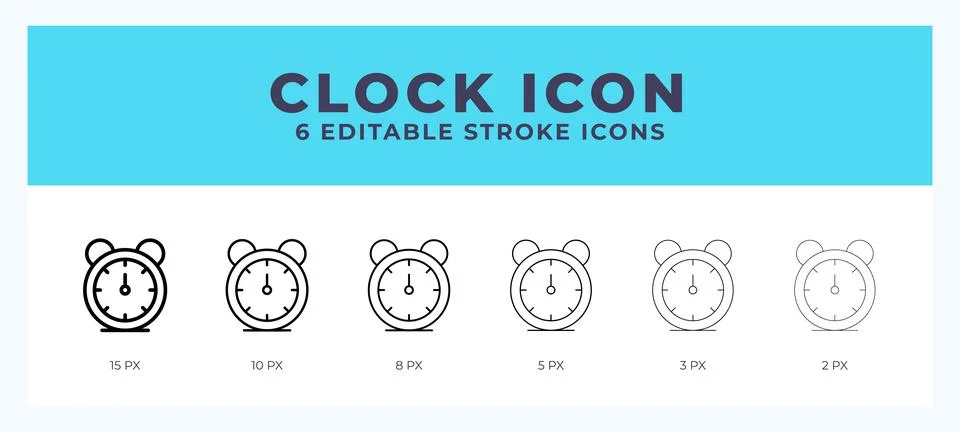 Clock icon with different stroke. Vector illustration. Illustrazione stock