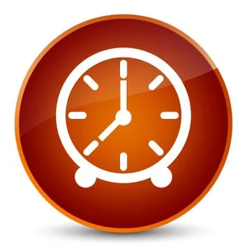 Clock icon elegant brown round button Stock Illustration