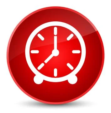 Clock icon elegant red round button Stock Illustration