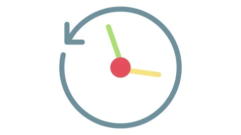 Clock icon featuring a red arrow pointing to the right, indicating time pro.. Stock Footage 333111537