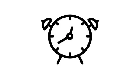 Clock icon featuring white and black colors, symbolizing time management or.. Stock Footage 334998317