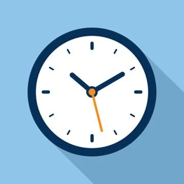 Clock icon in flat style Illustrazione stock