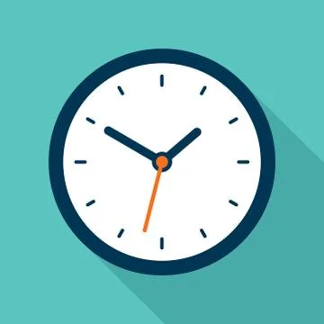 Clock icon in flat style Illustrazione stock