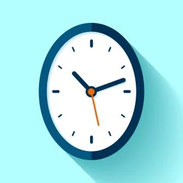 Clock icon in flat style, oval timer Illustrazione stock