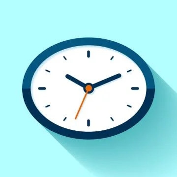 Clock icon in flat style, oval timer Illustrazione stock