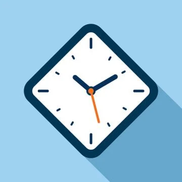 Clock icon in flat style, rhombus timer Illustrazione stock