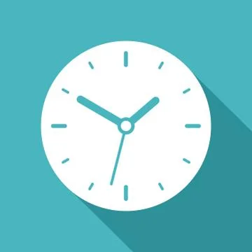 Clock icon in flat style, round timer Illustrazione stock