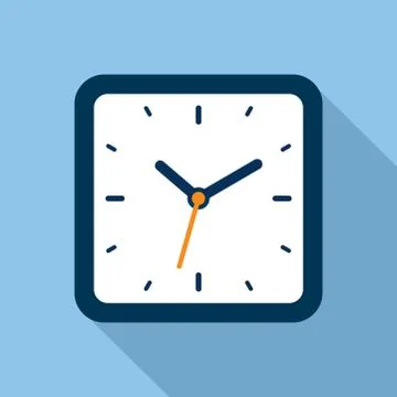 Clock icon in flat style, square timer Illustrazione stock