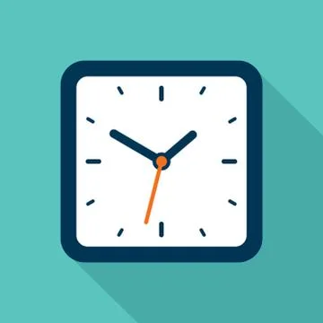Clock icon in flat style, square timer Stock Illustration