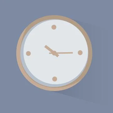 Clock icon in flat style, timer on gray background. Stock Illustration