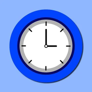 Clock icon in flat style, timer on blue background. Business watch. Vector .. Illustrazione stock