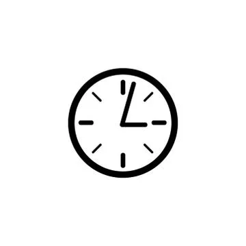 Clock Icon In Flat Style Vector For Apps, UI, Websites. Black Icon Vector Illustrazione stock