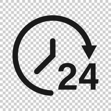 Clock icon in flat style. Watch vector illustration on white isolated backgro Stock Illustration