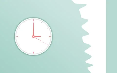 Clock icon flat time wall on soft blue background. Vector design element Stock Illustration