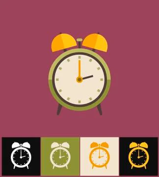 Clock icon. Flat vector illustration. Green analog clock Stock Illustration