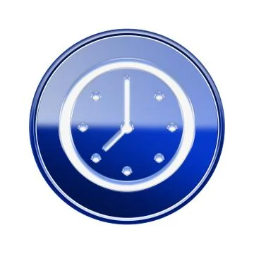 Clock icon glossy blue, isolated on white background Stock-Illustration