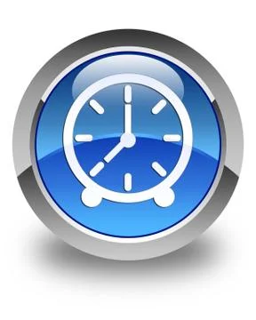 Clock icon glossy blue round button Stock Illustration