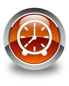 Clock icon glossy brown round button Illustrazione stock
