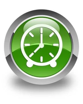 Clock icon glossy soft green round button Illustrazione stock