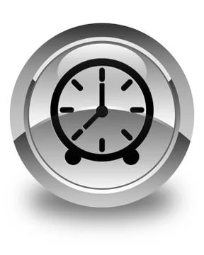 Clock icon glossy white round button Illustrazione stock