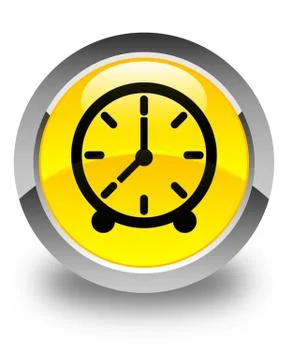 Clock icon glossy yellow round button Stock Illustration