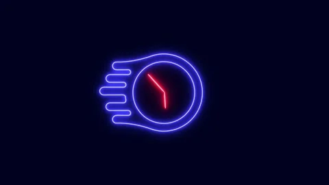 Clock icon. glowing neon time lapse clock icon animation. Stock Footage 274547541