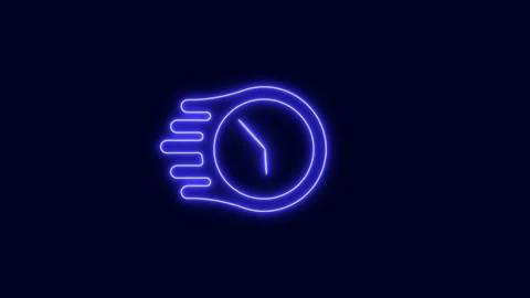 Clock icon. glowing neon time lapse clock icon animation. Stock Footage 274547544