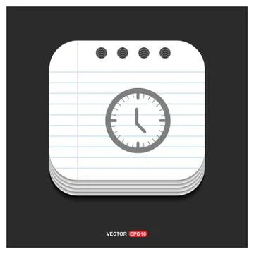 Clock Icon Gray icon on Notepad Style template Vector EPS 10 Free Icon イラスト素材