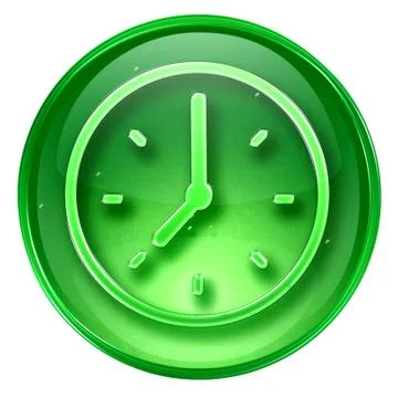 Clock icon green, isolated on white background Stockillustratie