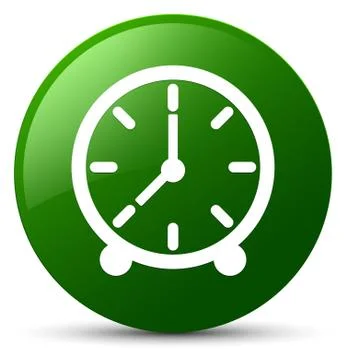 Clock icon green round button Illustrazione stock