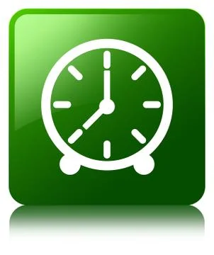 Clock icon green square button 스톡 일러스트
