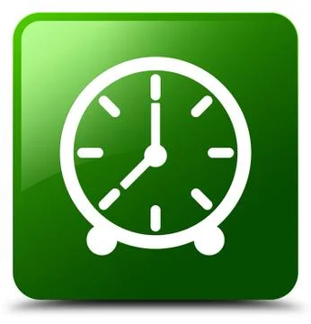 Clock icon green square button Illustrazione stock