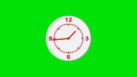 Clock icon illustration on green background. Stock Illustration