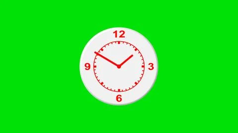 Clock icon illustration on green background. Stock Illustration