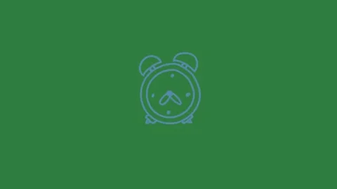 Clock icon on an image of face it in the middle blue circle isolated on green Stock-Footage 336858527