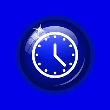 Clock icon. Internet button on blue background. . Stock Illustration