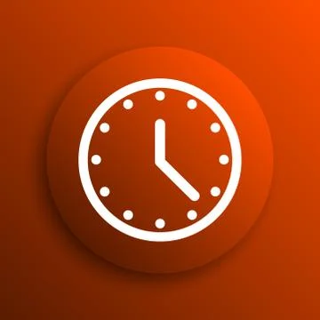 Clock icon. Internet button on orange background. Stock Illustration