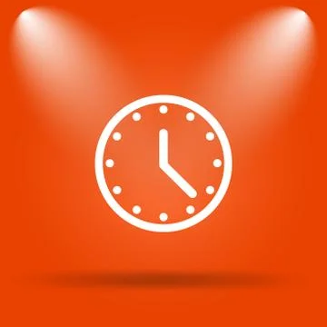 Clock icon. Internet button on orange background.. 스톡 일러스트