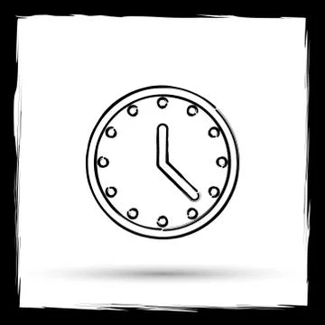 Clock icon. Internet button on white background. Outline design imitating pai Stock Illustration