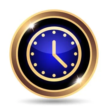 Clock icon. Internet button on white background.. Illustrazione stock