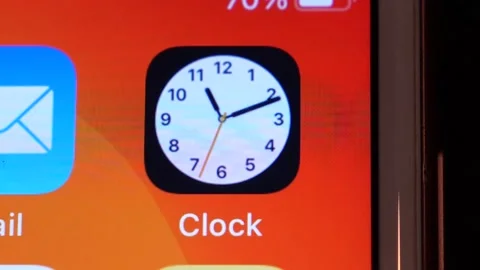 Clock Icon on iPhone Screen Stock Footage 162497545