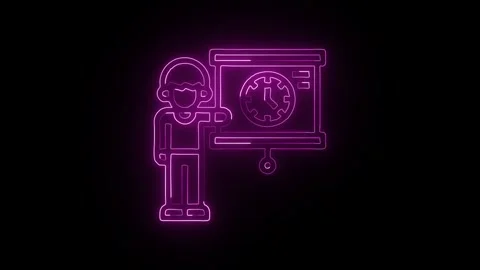 Clock Icon Isolated on Black Background Time Watch Graphic Animation Stock-Footage 331736665