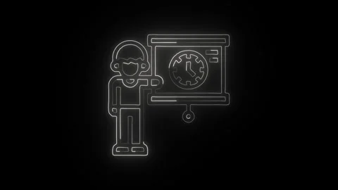 Clock Icon Isolated on Black Background Time Watch Graphic Animation Stock-Footage 331736684