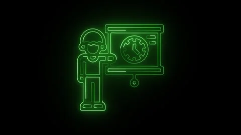 Clock Icon Isolated on Black Background Time Watch Graphic Animation Stock-Footage 331736686