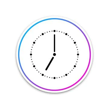 Clock icon isolated on white background. Circle white button. Vector Stock Illustration
