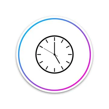 Clock icon isolated on white background. Circle white button. Vector Stock Illustration