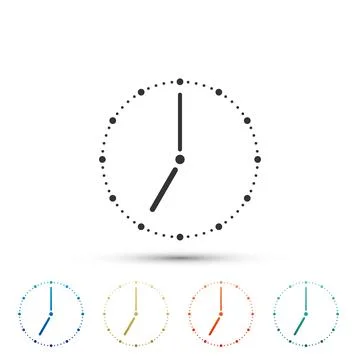 Clock icon isolated on white background. Set elements in colored icons. Fla.. 스톡 일러스트