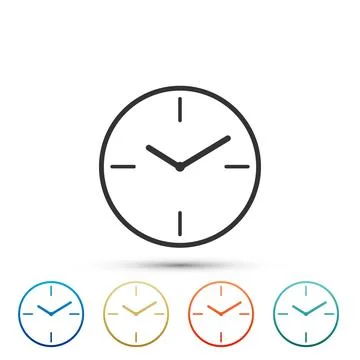 Clock icon isolated on white background. Set elements in colored icons. Fla.. 스톡 일러스트